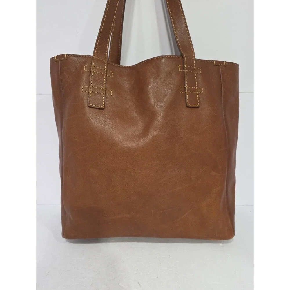 Frye Mindy Brown Leather Tote Bag XL with Pockets X6202 Casual Travel Bag